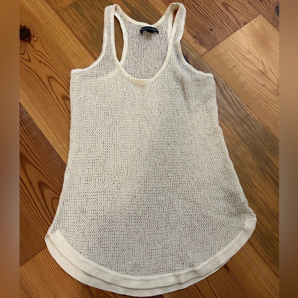 American Eagle Cream Knit Tank Top